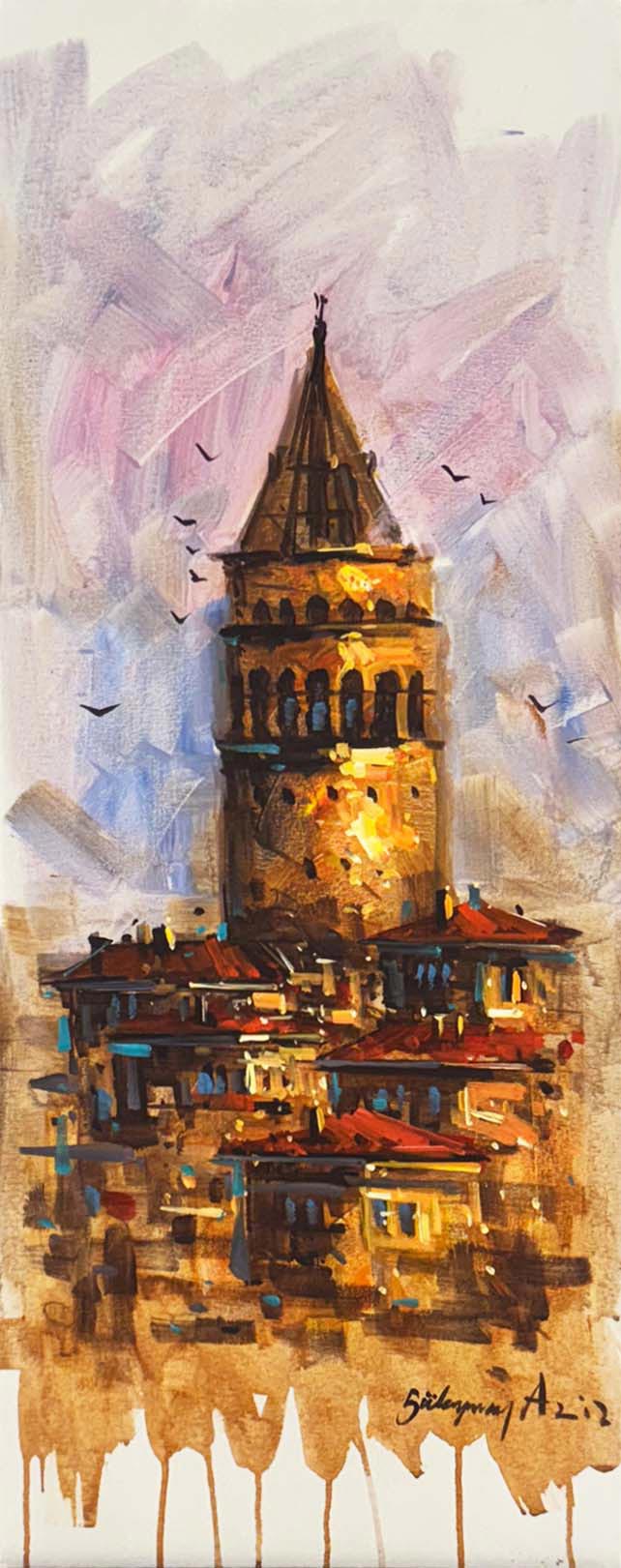 Galata'da Son Işık Yağlı Boya Tablosu Simurg Sanatevi