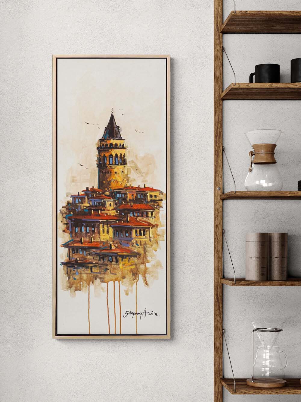 Zamanın Akışında Galata Yağlı Boya Tablosu Simurg Sanatevi