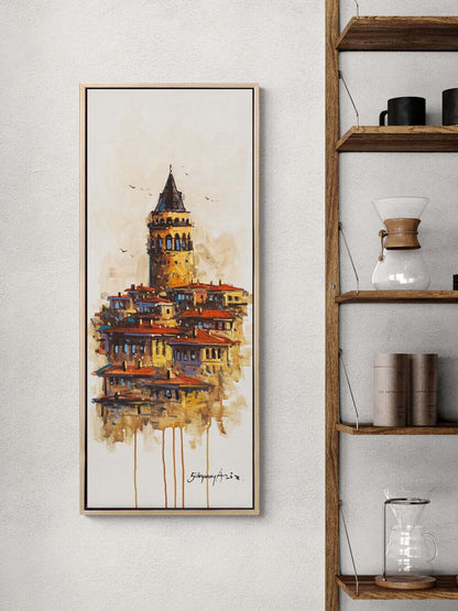 Zamanın Akışında Galata Yağlı Boya Tablosu Simurg Sanatevi