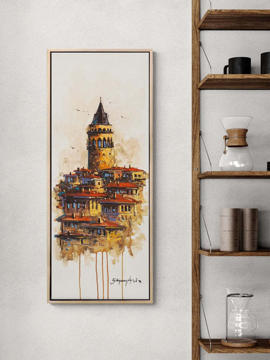 Zamanın Akışında Galata Yağlı Boya Tablosu Simurg Sanatevi