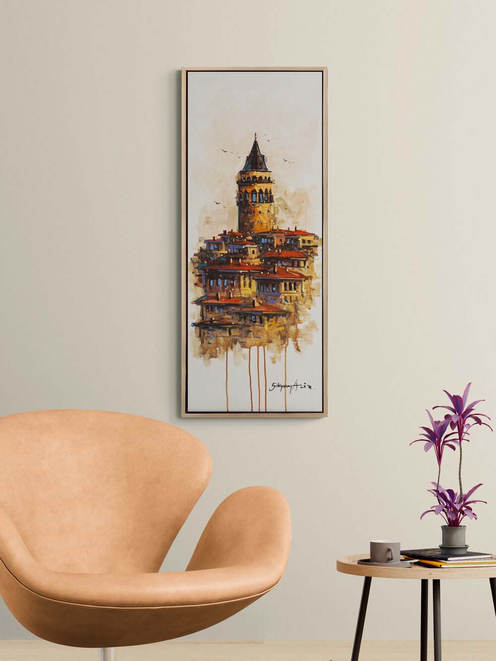 Zamanın Akışında Galata Yağlı Boya Tablosu Simurg Sanatevi