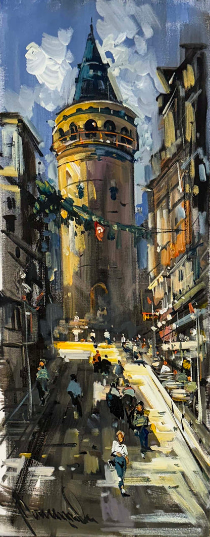 Galata'nın Efsanevi Silueti Yağlı Boya Tablosu Simurg Sanatevi