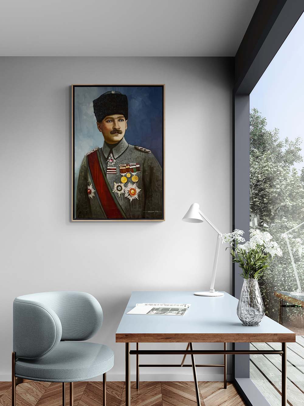 Komutanın Asil Duruşu Yağlı Boya Tablosu Simurg Sanatevi