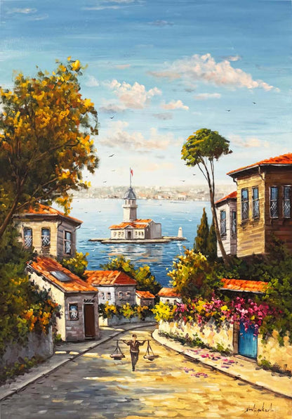 Eski Günlerden Üsküdar Yağlı Boya Tablosu Simurg Sanatevi