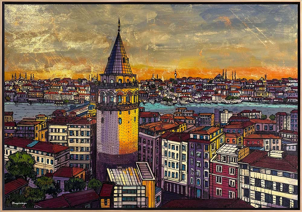 Galata Yakasında Akşam Yağlı Boya Tablosu Simurg Sanatevi