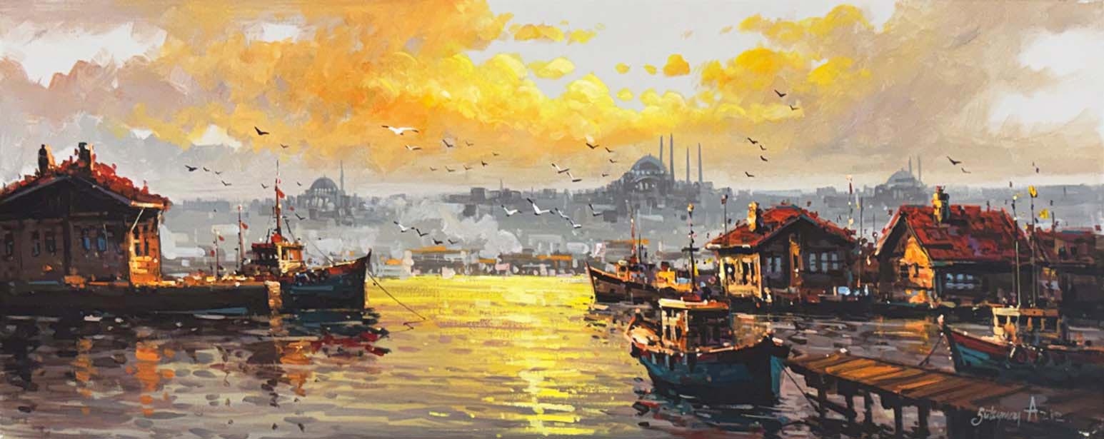 Ufukta Boğaz Yağlı Boya Tablosu Simurg Sanatevi