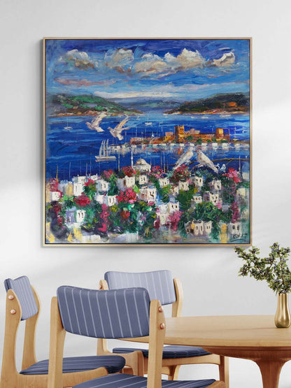 Bodrum Kalesine Seyir Yağlı Boya Tablosu Simurg Sanatevi