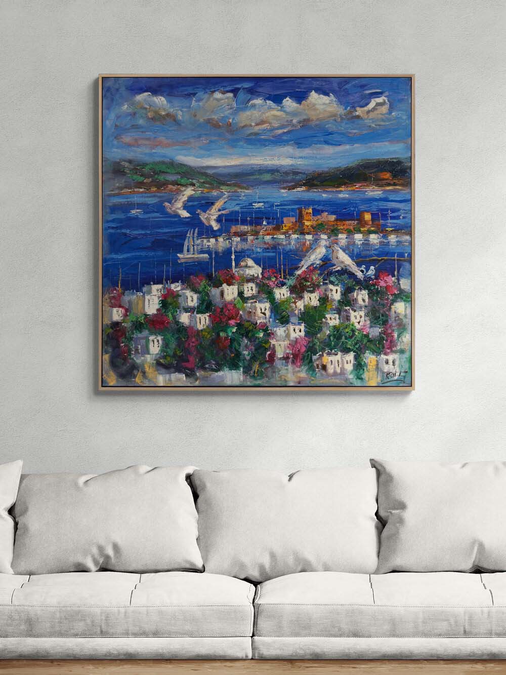 Bodrum Kalesine Seyir Yağlı Boya Tablosu Simurg Sanatevi