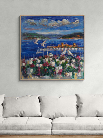 Bodrum Kalesine Seyir Yağlı Boya Tablosu Simurg Sanatevi