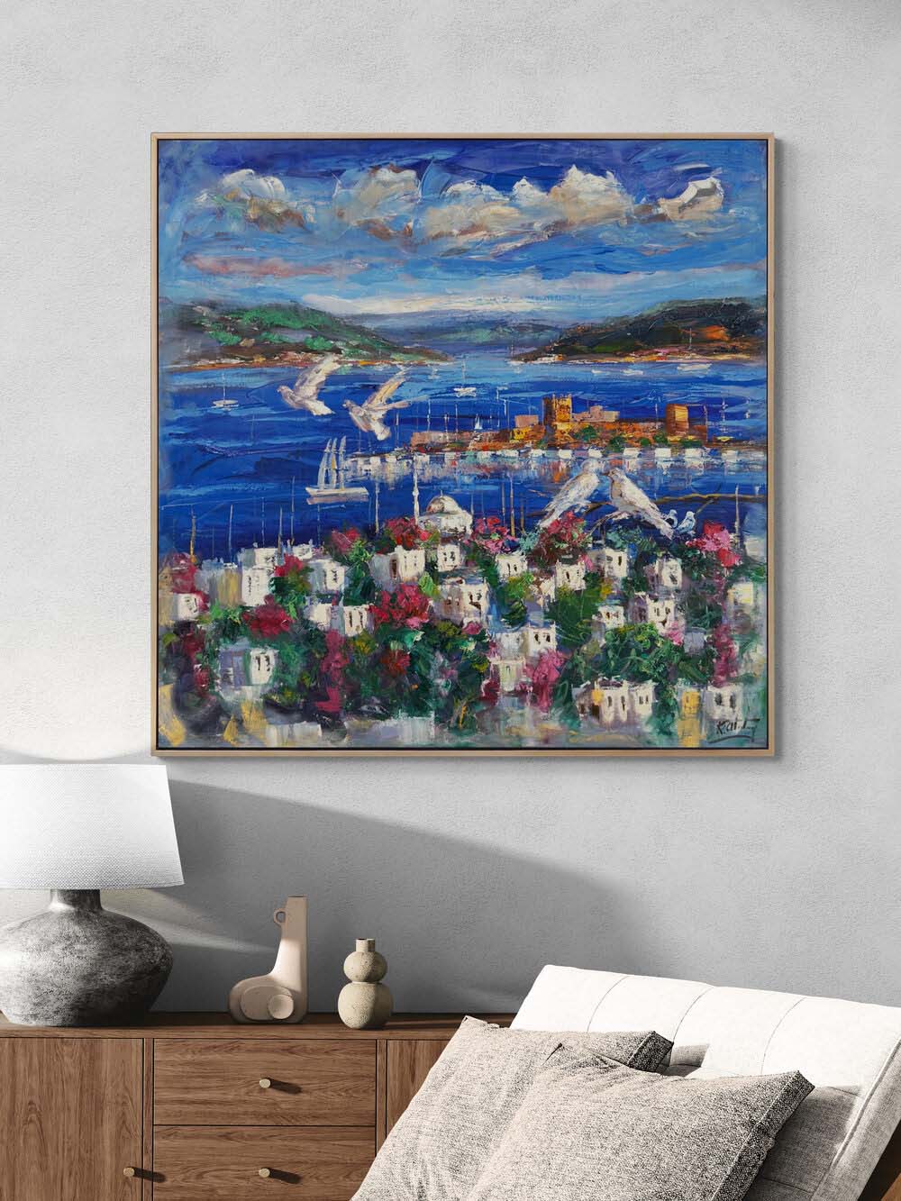 Bodrum Kalesine Seyir Yağlı Boya Tablosu Simurg Sanatevi
