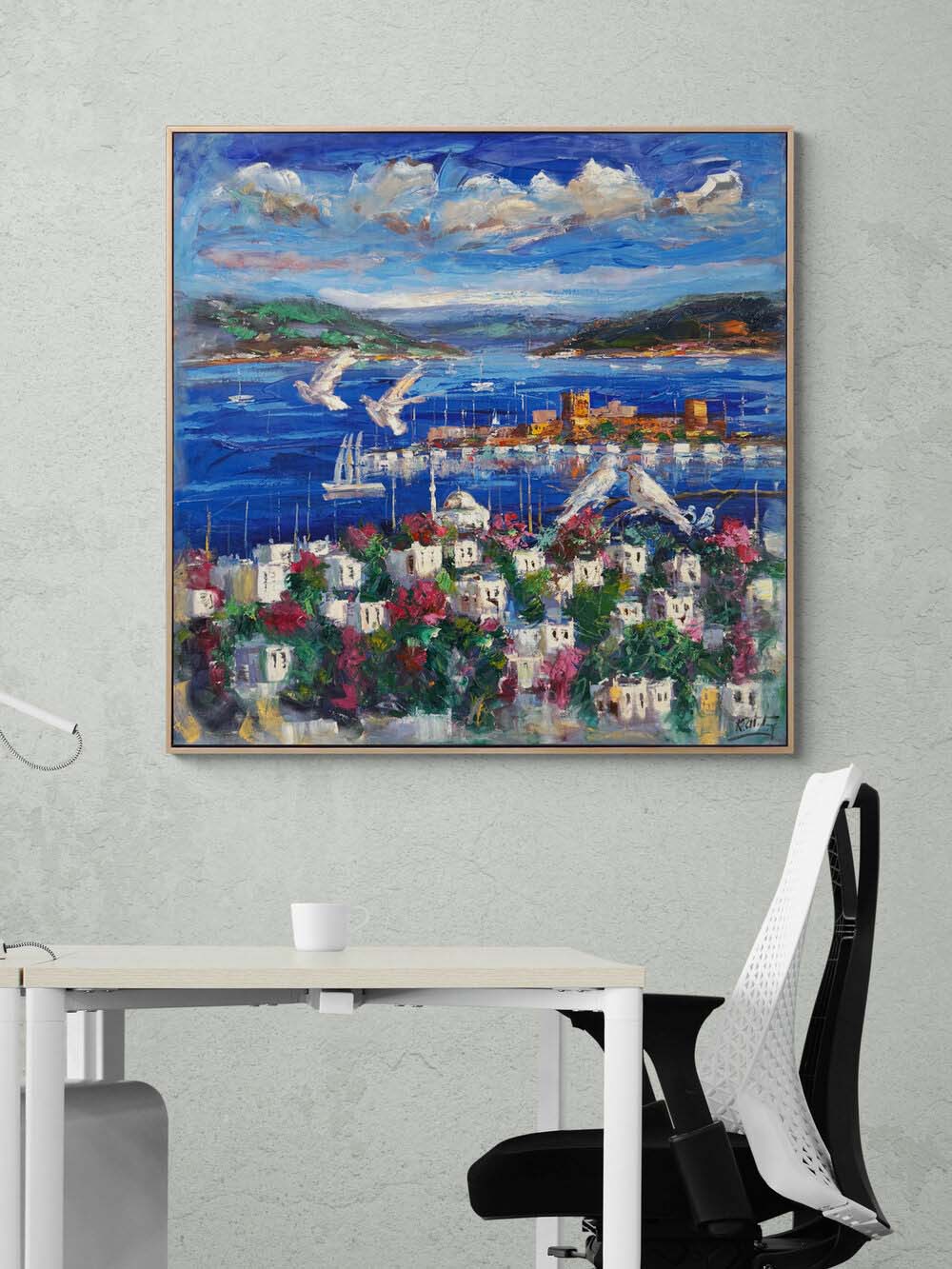 Bodrum Kalesine Seyir Yağlı Boya Tablosu Simurg Sanatevi
