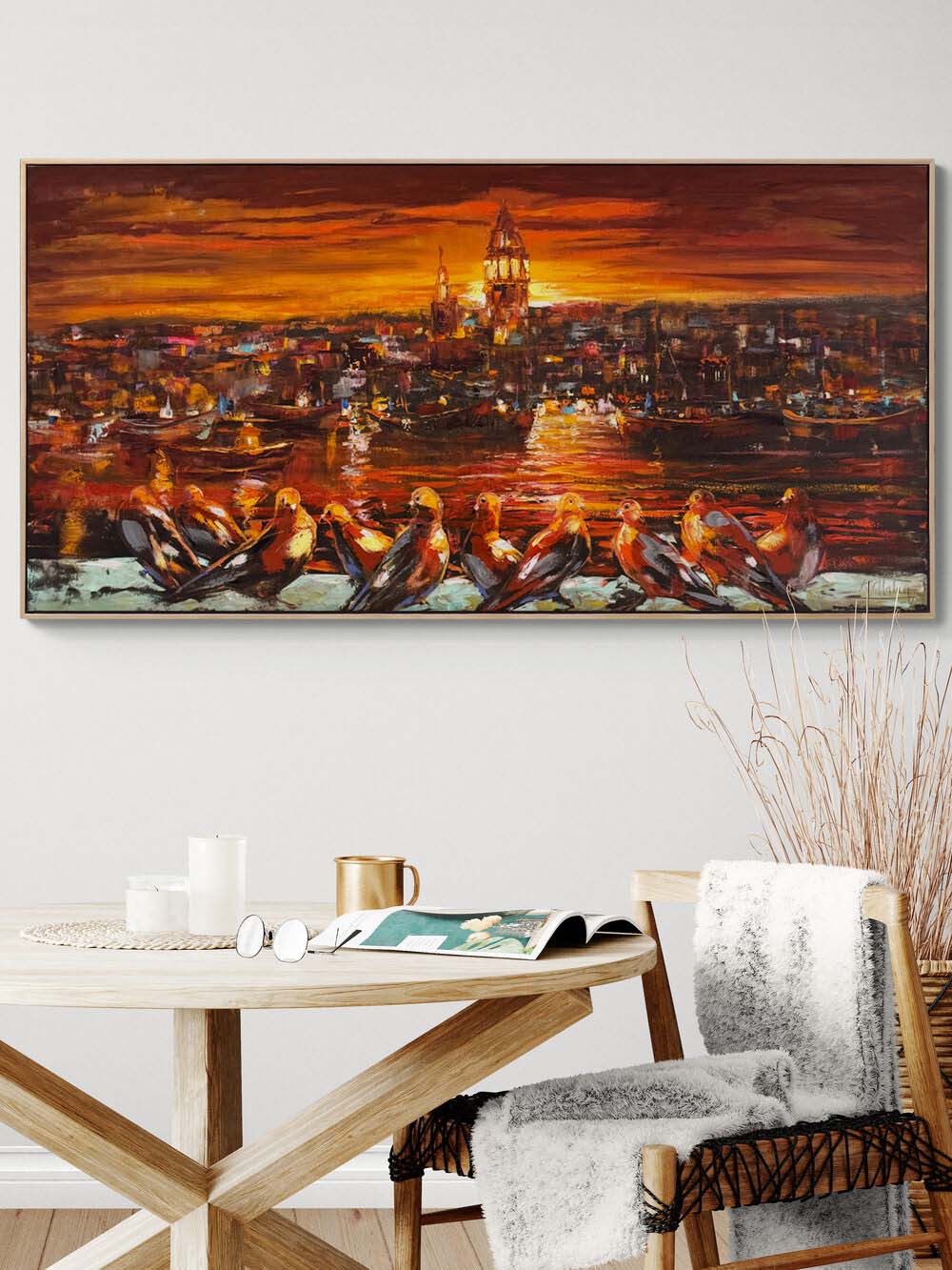 Düşsel Bir İstanbul Yağlı Boya Tablosu Simurg Sanatevi