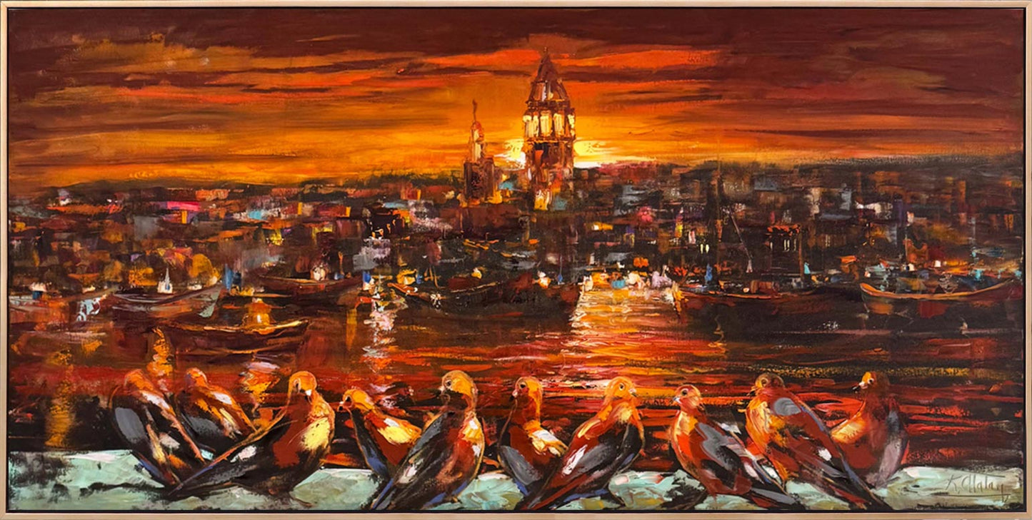 Düşsel Bir İstanbul Yağlı Boya Tablosu Simurg Sanatevi