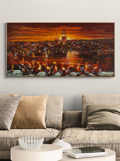 Düşsel Bir İstanbul Yağlı Boya Tablosu Simurg Sanatevi