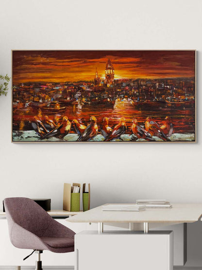 Düşsel Bir İstanbul Yağlı Boya Tablosu Simurg Sanatevi