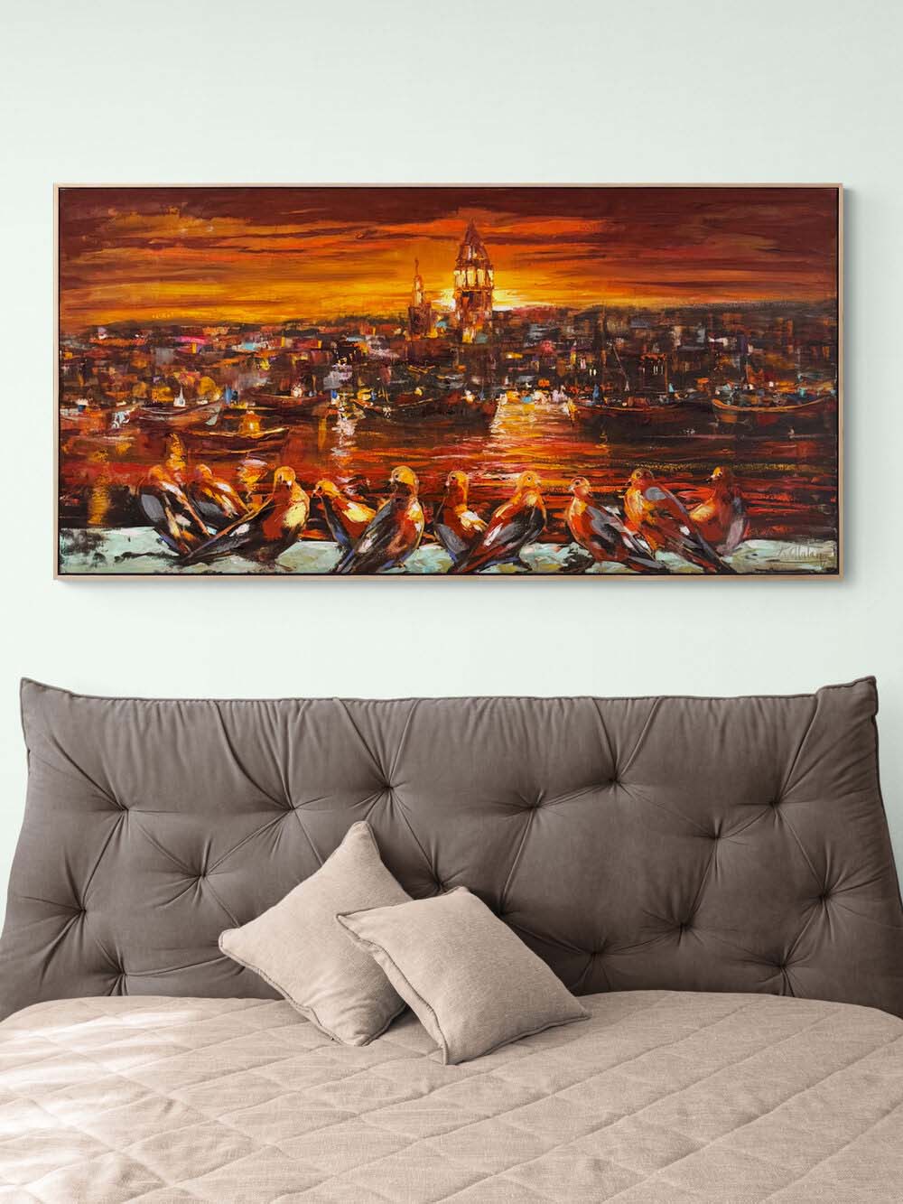 Düşsel Bir İstanbul Yağlı Boya Tablosu Simurg Sanatevi