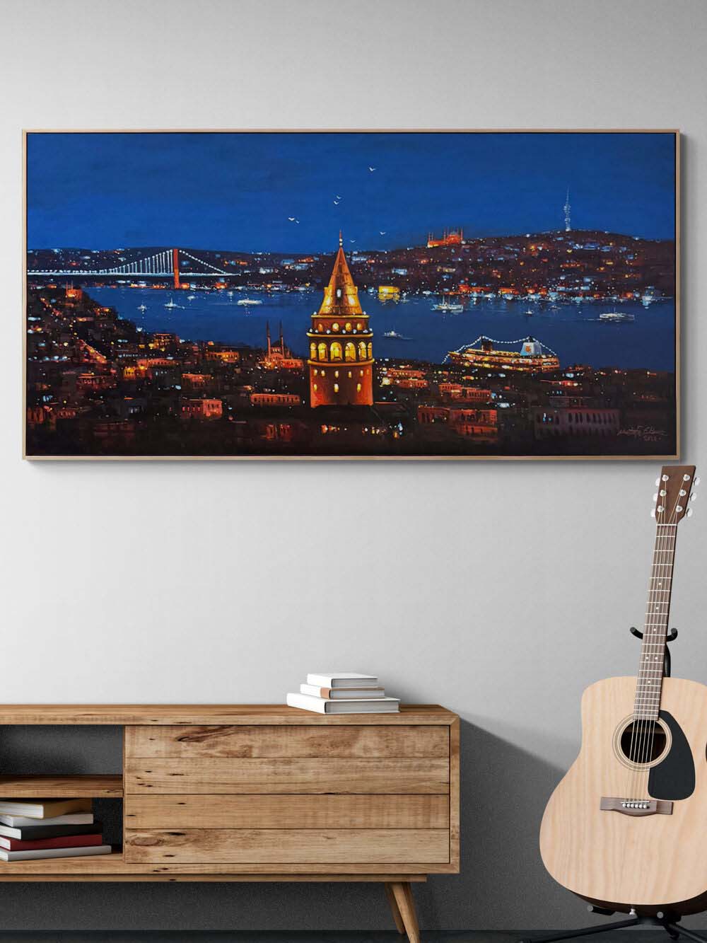 Gecenin Silüeti Galata Yağlı Boya Tablosu Simurg Sanatevi