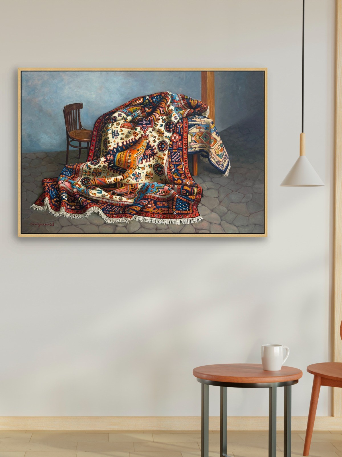 Desenin İzlerinde Halı Yağlı Boya Tablosu Simurg Sanatevi