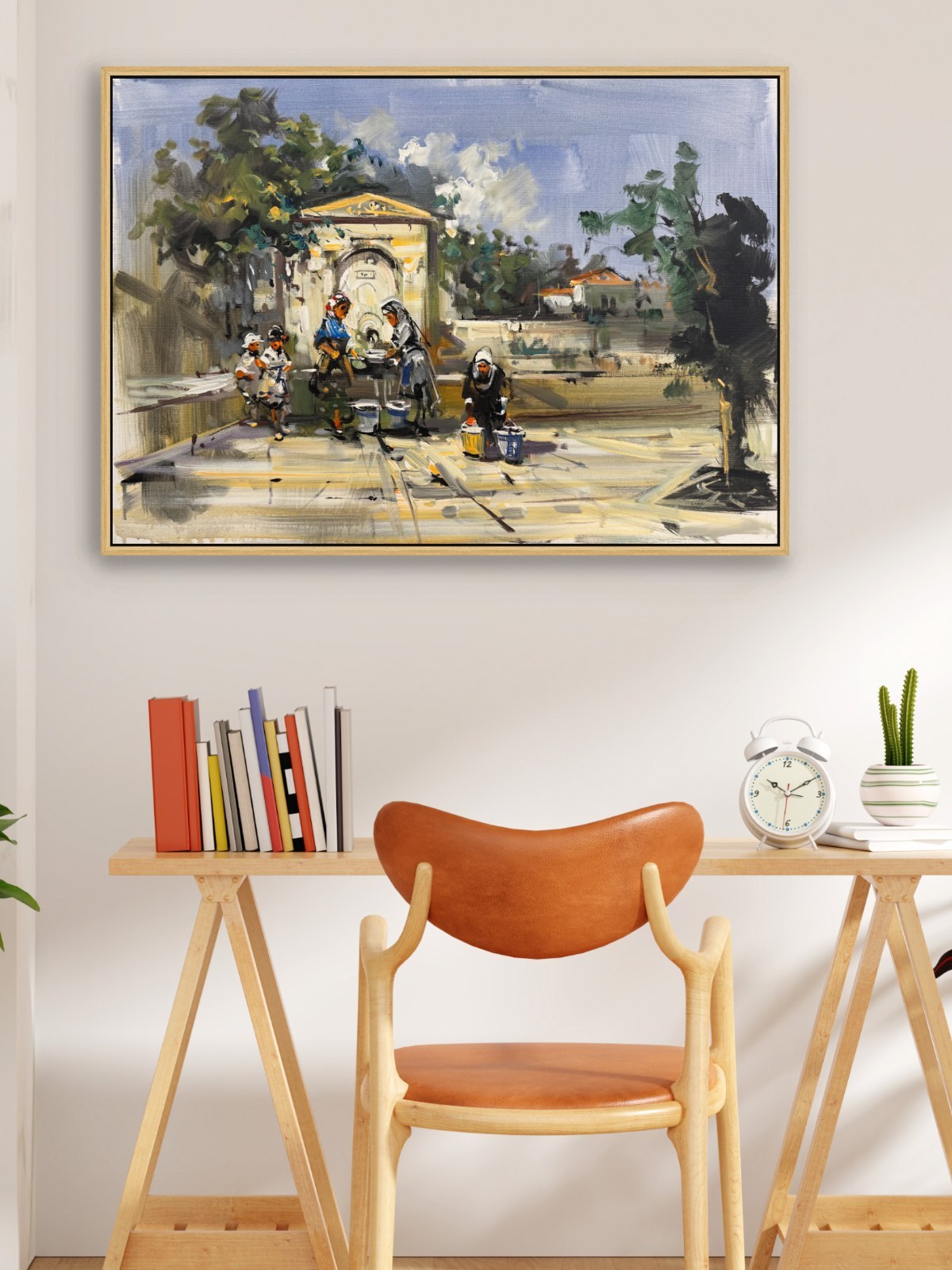 Mahalle Çeşmesi Yağlı Boya Tablosu Simurg Sanatevi