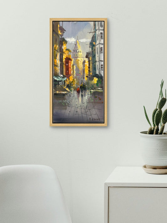 Galata Sokakları Yağlı Boya Tablosu Simurg Sanatevi