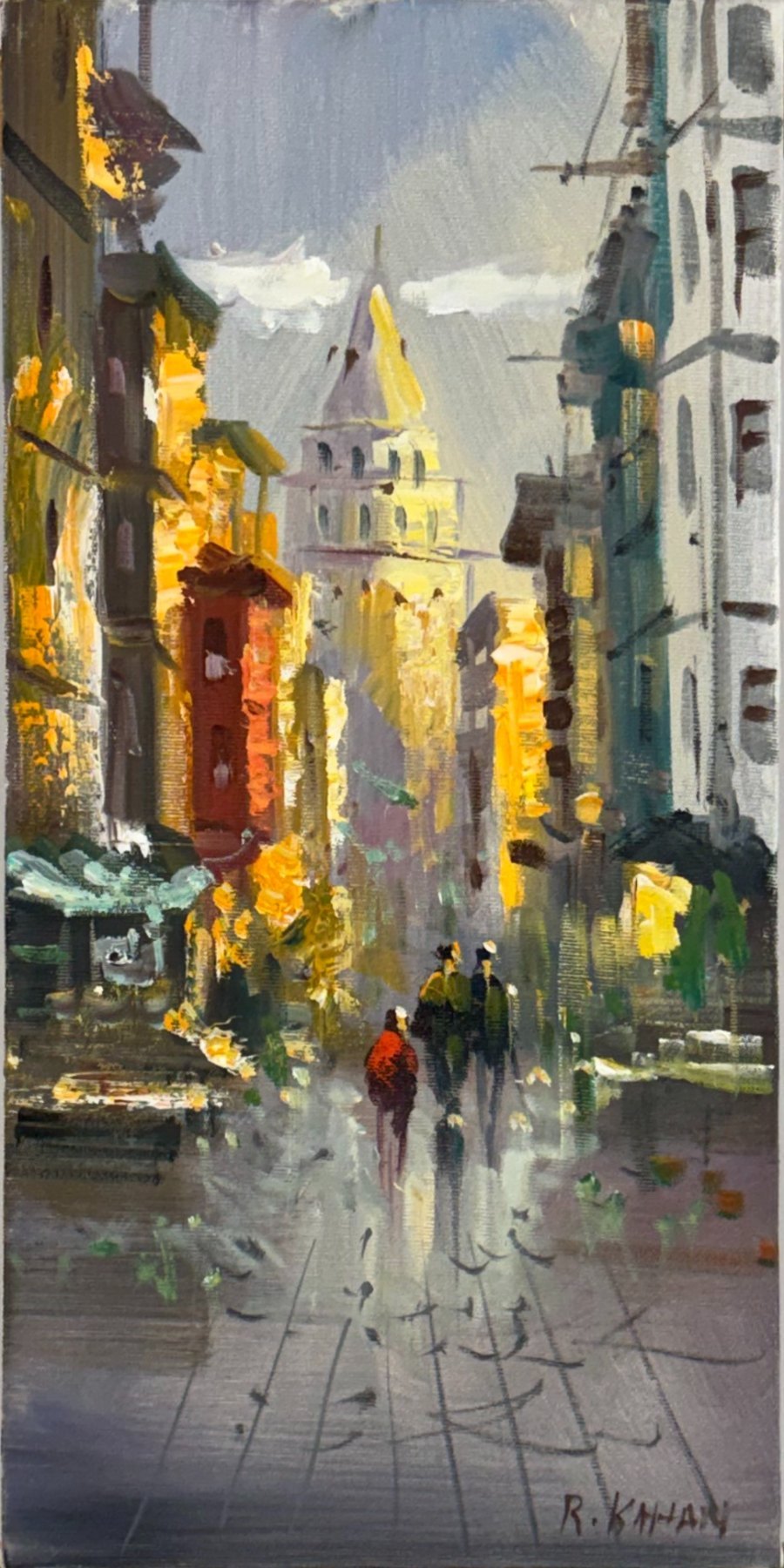 Galata Sokakları Yağlı Boya Tablosu Simurg Sanatevi
