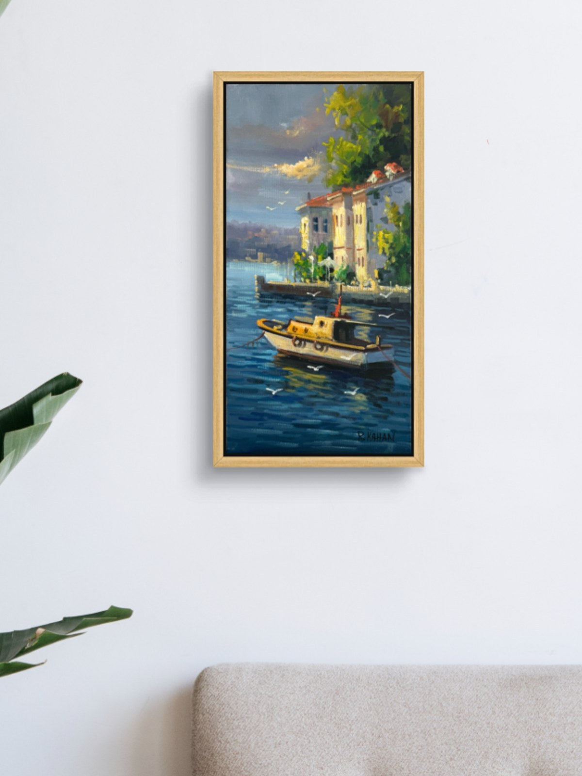 Boğazda Bir Sandal Yağlı Boya Tablosu Simurg Sanatevi