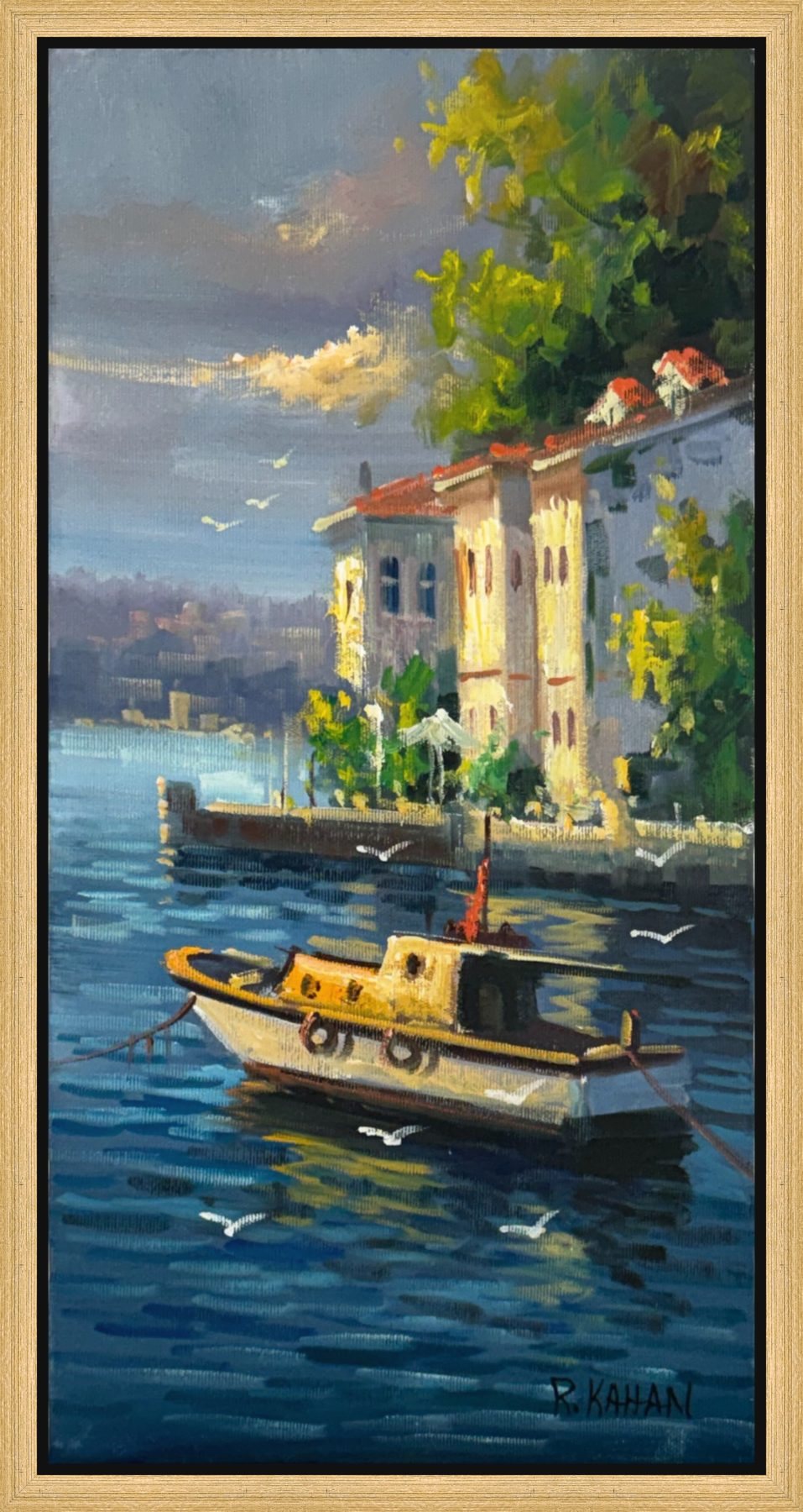 Boğazda Bir Sandal Yağlı Boya Tablosu Simurg Sanatevi
