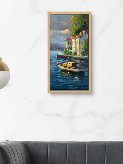 Boğazda Bir Sandal Yağlı Boya Tablosu Simurg Sanatevi