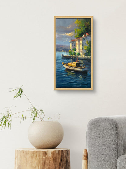 Boğazda Bir Sandal Yağlı Boya Tablosu Simurg Sanatevi