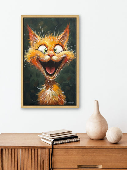Neşeli Kedi Yağlı Boya Tablosu Simurg Sanatevi