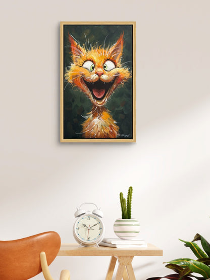 Neşeli Kedi Yağlı Boya Tablosu Simurg Sanatevi