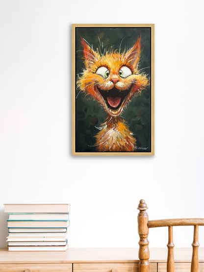 Neşeli Kedi Yağlı Boya Tablosu Simurg Sanatevi