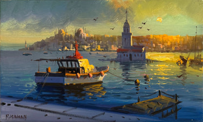 Sahil Şafağı Yağlı Boya Tablosu Simurg Sanatevi