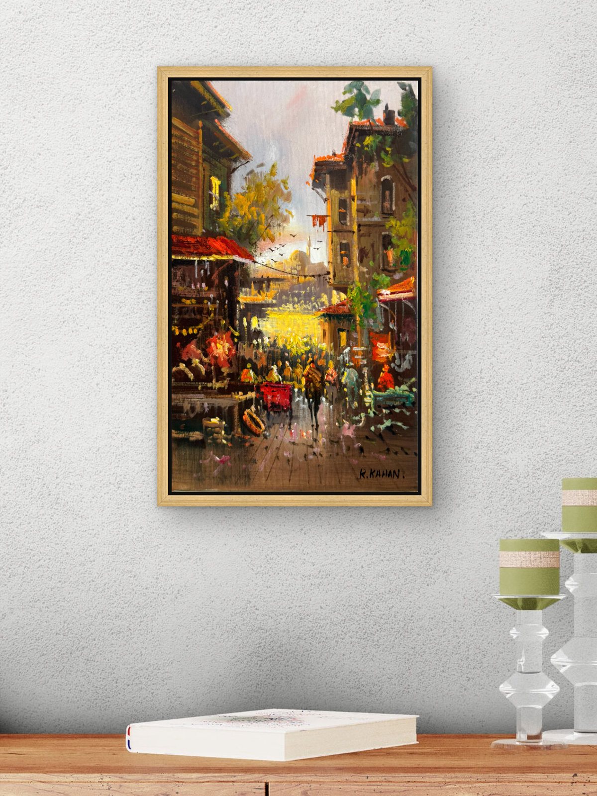 Pazar Sokağı Yağlı Boya Tablosu Simurg Sanatevi