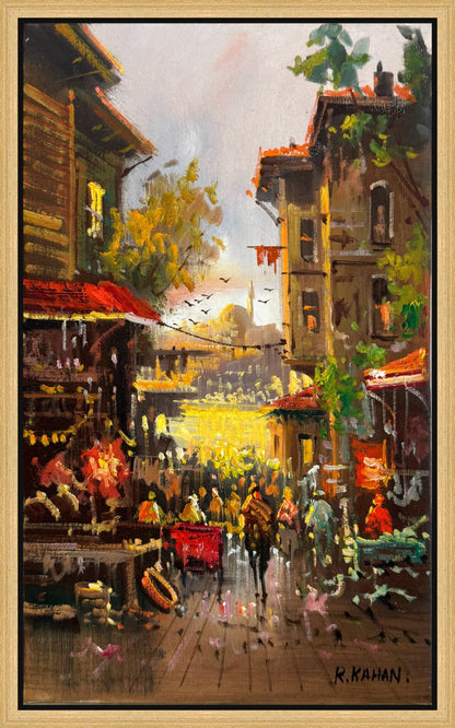 Pazar Sokağı Yağlı Boya Tablosu Simurg Sanatevi