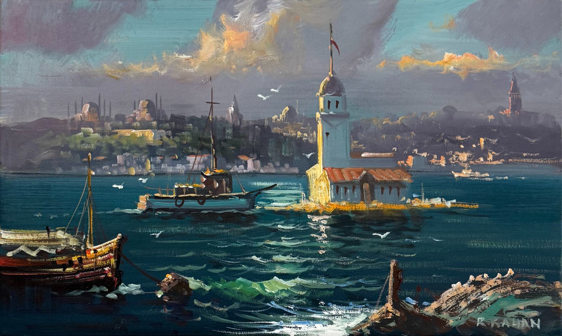 Kız Kulesi'nden Denize Yağlı Boya Tablosu Simurg Sanatevi