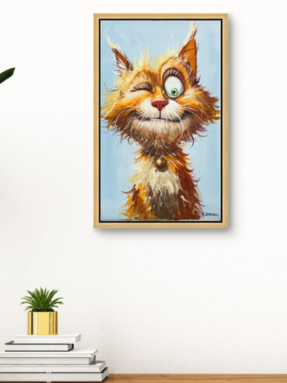 Tüylü Kedi Figürü Yağlı Boya Tablosu Simurg Sanatevi
