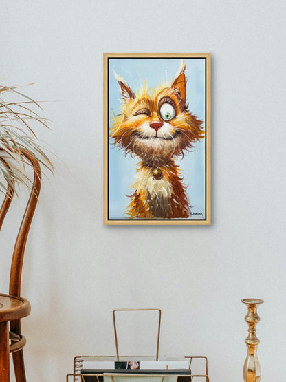 Tüylü Kedi Figürü Yağlı Boya Tablosu Simurg Sanatevi