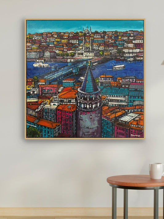 Galata Kulesi Yağlı Boya Tablosu Simurg Sanatevi