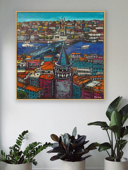 Galata Kulesi Yağlı Boya Tablosu Simurg Sanatevi