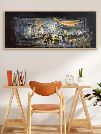 Renkli Pazar Yağlı Boya Tablosu Simurg Sanatevi
