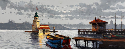 Kız Kulesi Boğaz'da Yağlı Boya Tablosu Simurg Sanatevi