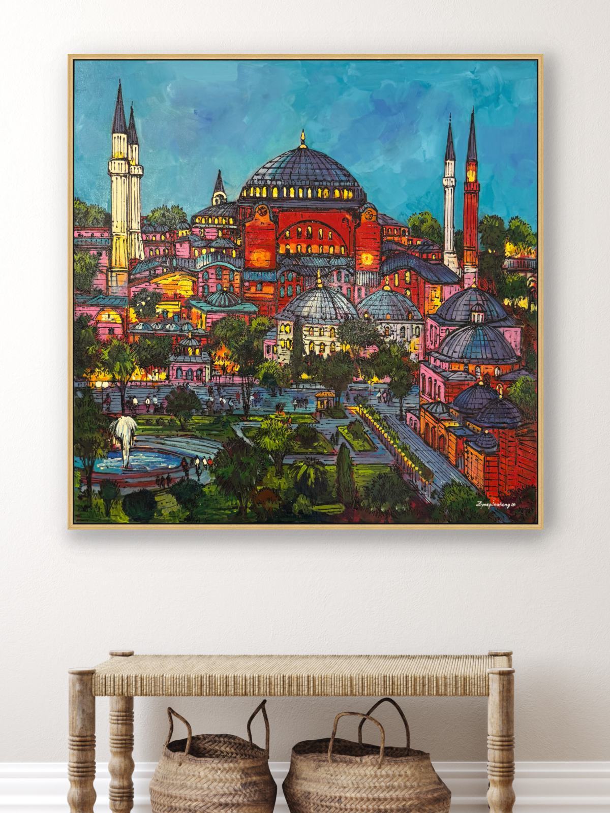 Minareler Arası Şehir Yağlı Boya Tablosu Simurg Sanatevi