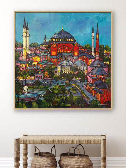 Minareler Arası Şehir Yağlı Boya Tablosu Simurg Sanatevi