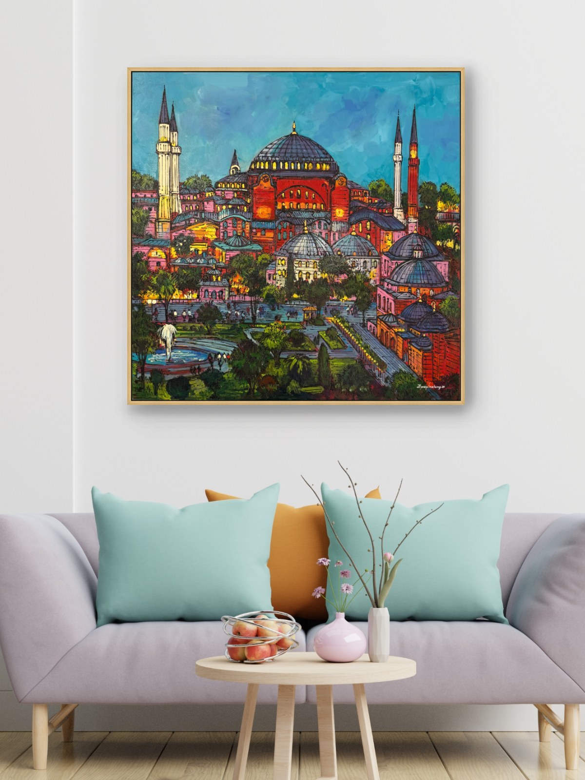 Minareler Arası Şehir Yağlı Boya Tablosu Simurg Sanatevi