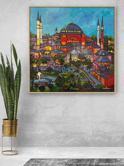 Minareler Arası Şehir Yağlı Boya Tablosu Simurg Sanatevi
