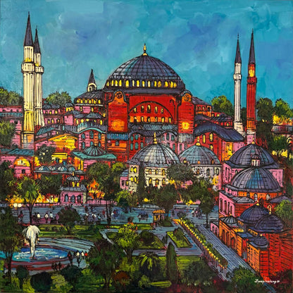 Minareler Arası Şehir Yağlı Boya Tablosu Simurg Sanatevi