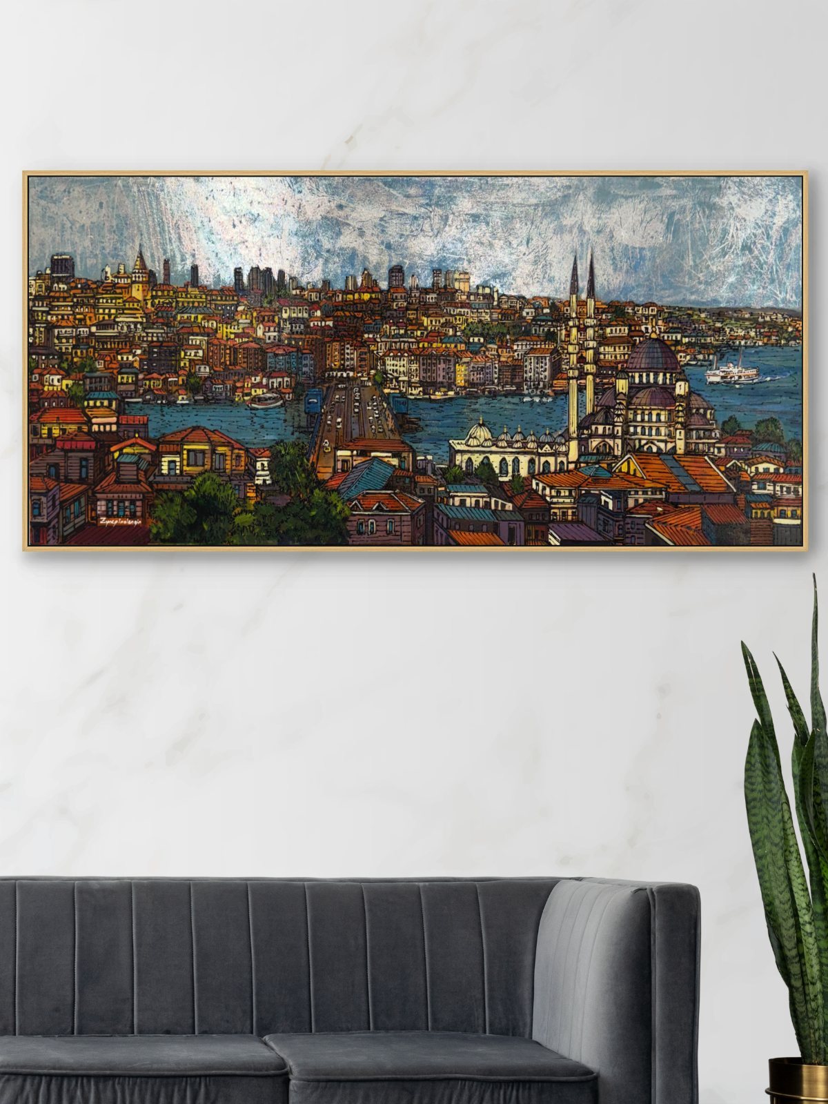 Yeni Cami’den Galata’ya Yağlı Boya Tablosu Simurg Sanatevi