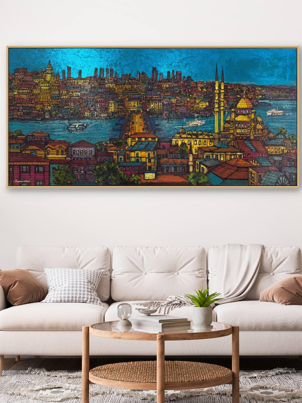 Masal Şehir İstanbul Yağlı Boya Tablosu Simurg Sanatevi