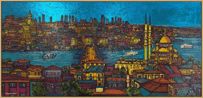 Masal Şehir İstanbul Yağlı Boya Tablosu Simurg Sanatevi